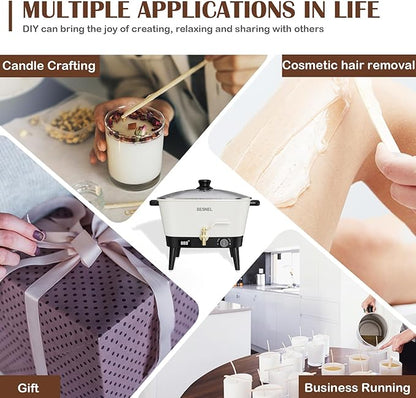 BESNEL Wax Melter for Candle Making, 8Qts Candle Wax Melting Pot with Spout for Soy Wax Soap Base, Electric Wax Melter for Candle Making with Temp Control, Easy Pour,Non-Stick(White)