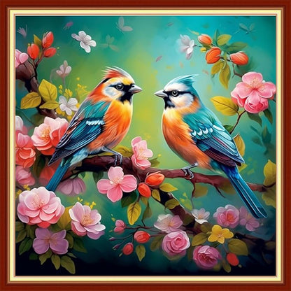 Dooxvey Cross Stitch Kits for Adults Stamped Full Range of Embroidery Starter Kits for Beginners 11CT Printed Cross Stitch Patterns Needlepoint Kits Stamped Crossstitch-Birds Flowers 18x18 inch
