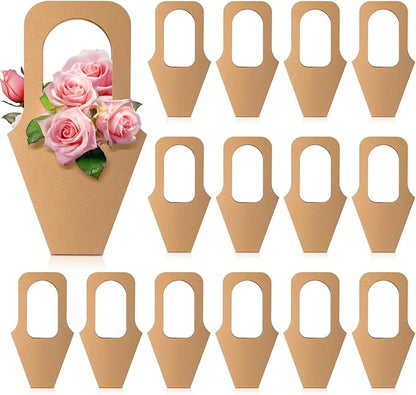 Cyblinia 20 Pcs Flower Bouquet Gift Bags with Handle - Valentine Floral Gift Bags for Florist Shop Packaging Supplies