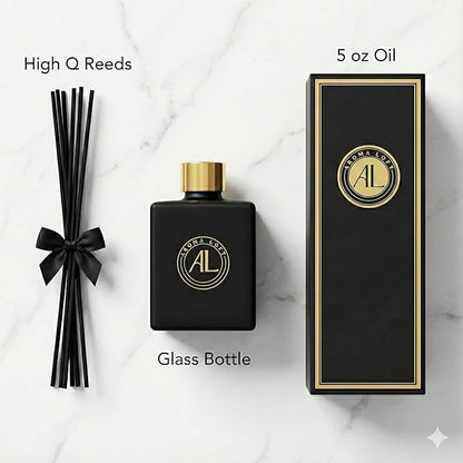 Reed Diffuser - Fragrance Diffuser for Home - 5 oz. Oil Diffuser Sticks - Bathroom Diffuser Set- Oil Diffuser Reeds - Scent Sticks in Oil-Office Smell Good Stuff (Black, Fresh Linen)