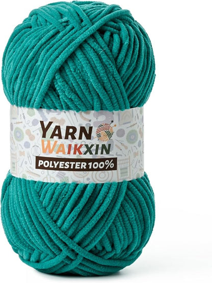 Soft Chenille Yarn for Crocheting, Fluffy Chunky Crochet Yarn for Baby Blanket, (1.76oz/65.6yds) Fuzzy Velvet Yarn for Amigurumi&DIY Puzzle、Crafts、Scarf(Deep Sea Green)