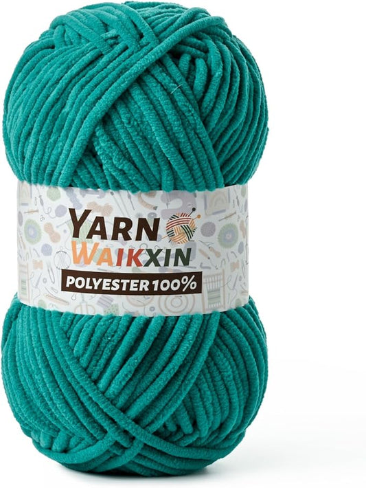 Soft Chenille Yarn for Crocheting, Fluffy Chunky Crochet Yarn for Baby Blanket, (1.76oz/65.6yds) Fuzzy Velvet Yarn for Amigurumi&DIY Puzzle、Crafts、Scarf(Deep Sea Green)