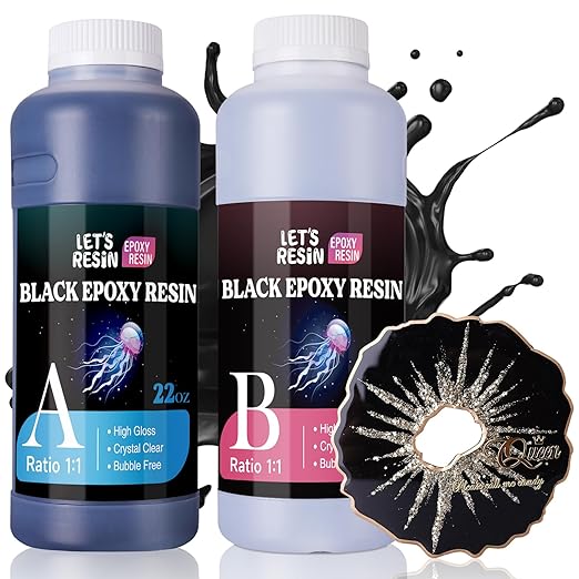 LET'S RESIN EPOXY RESIN Black Resin Epoxy,44OZ Bubble Free & High-Gloss Epoxy Kit,Self Leveling and Hardener for Art Crafts,Jewelry Making,Resin Molds