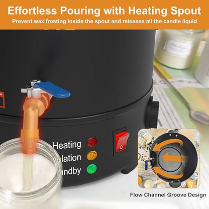 Leerie 16Lbs Wax Melter for Candle Making, L8 Large Electric Wax Melting Pot of Wax, Soy Wax Business Home Candle Making Kit with Heating Core Brass Spout & Temp Control