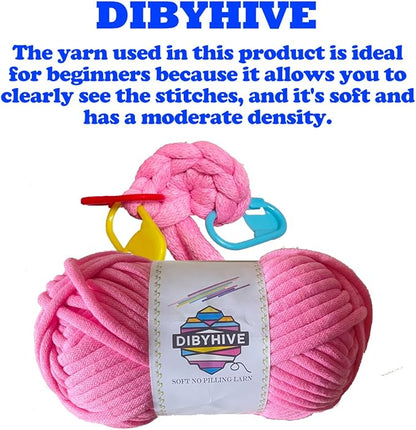 DIBYHIVE Crochet Kit for Beginners,Complete Video Tutorials,4.7inches Piglet Crochet Set,Includes Explanations of Basic Crochet Stitches