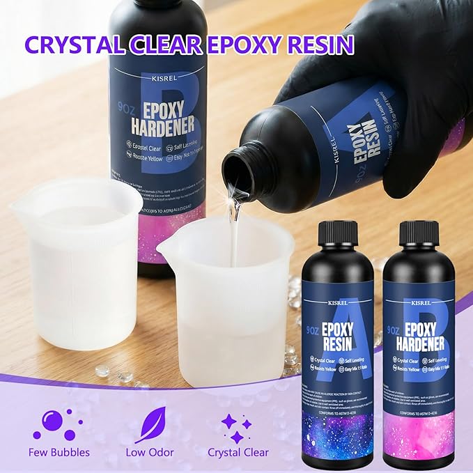 KISREL Epoxy Resin kit -18oz Clear Epoxy Resin with Silicone Alphabet Resin molds and Jewelry Making Kits, 2 Part Epoxy and Hardener for Casting Coating, Keychains, DIY Craft Decorations