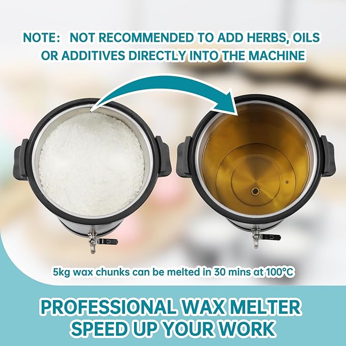 TOAUTO 20Lbs Digital Wax Melter for Candle Making Commercial Electric Wax Melting Pot with Accurate Temperature Control Panel Fast Pouring Spout Easy Clean 1100W 120V