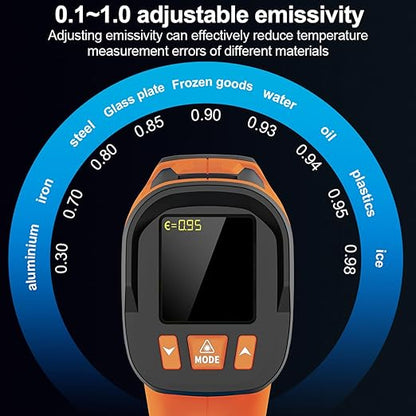 Infrared Thermometer High Temperature Gun with K-Probe,-40℉~1922℉, 30:1 Digital Laser IR Temp Gun with Color LCD for Cooking, Pizza Oven, Engine, Kilns, Industry, Home Repair, Adjustable Emissivity