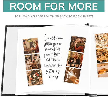 pbf Scrapbook Photo Album 12x12, Guest Book with Photo Insert, Black Scrap book with Plastic Sleeves & White Pages, Scrapbook Album for All Size Pictures, Memory Book, Wedding
