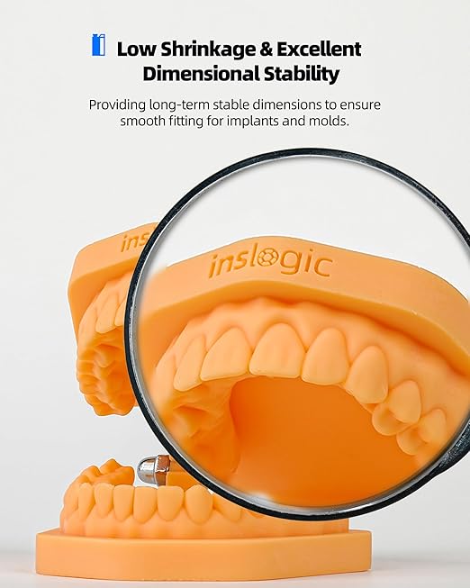 Inslogic Dental Implant Model 3D Printe Resin, High Accuracy and Low Shrinkage, Smooth Surface, 405nm UV-Curing Resin for Dental Models, Prosthetics, Orthodontics, Research (Yellow, 1kg)