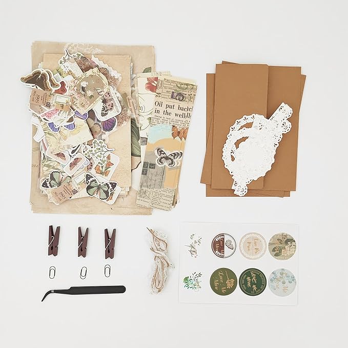 251PCS Vintage Scrapbook Supplies Pack, Scrapbooking Paper and Stickers Ephemera Bundle Junk Journal Kit for Art Aesthetic Journaling Collage Decoupage Craft (Flowers and Birds)