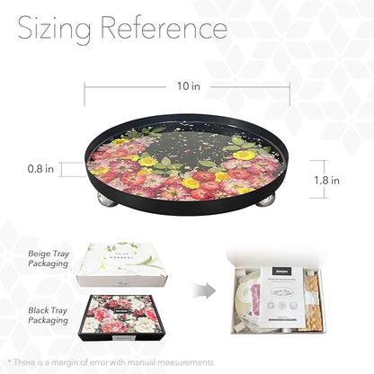 GooCare DIY Decorative Tray Craft Kit for Adult - Create Your Own Real Flower Tray with Epoxy Resin, Metal Tray for Vanity, Perfume, Key, Trinket Organizer, Table Decor (Black, Basic)