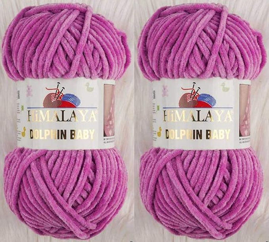 2 Skein/Pack Himalaya Dolphin Baby Chenille Yarn, Each Ball 100 gr (3.5 oz), 120 m (132 Yards), 100% Polyester, Super Bulky Baby Blanket Velvet Amigurumi Yarn, 80356 - Thistle