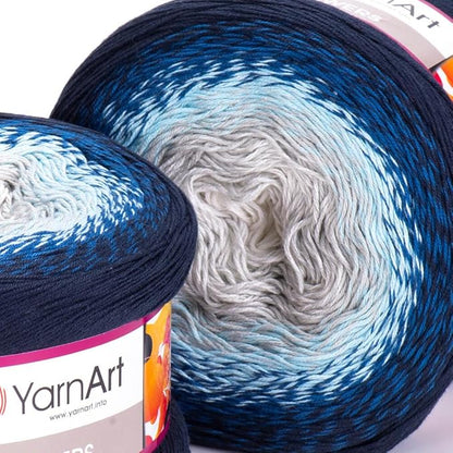 2 Skein/Pack Yarnart Flowers Gradient Yarn, Each Ball 8.8 Oz (250gr) / 1094 Yards (1000m), 55% Cotton 45% Acrylic, Superfine Fingering Weight for Knitting and Crochet, 261 - Dark Blue Gray