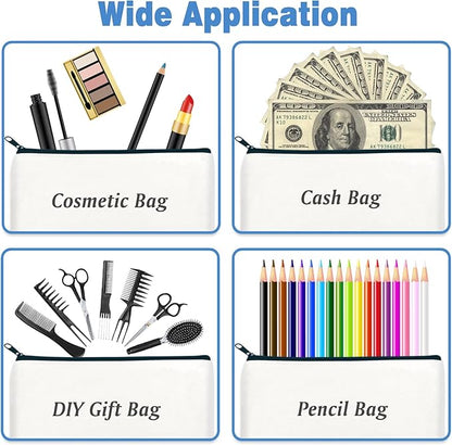 ZeeDix Canvas Pouch- Multi-purpose Cosmetic Bag with Zipper, DIY Craft Canvas Zipper Pouch Blank Makeup Bags Bulk Travel Toiletry Bag for Storage (8.3 x 5 inches)