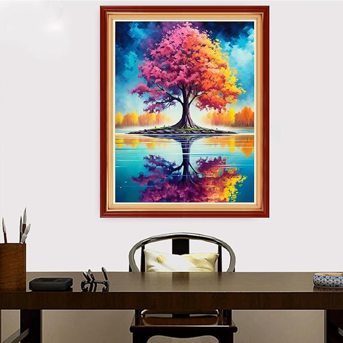 Redxing Stamped Cross Stitch Kits Embroidery kit for Beginners Adults Full Range of Embroidery Patterns Starter Kits DIY Printed Cross Stitch Kits Needlepoint Kits 11CT-Colorful Tree 16x20 inch