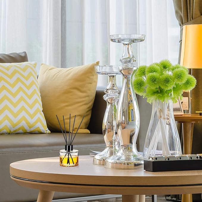 Chunful 20 Sets Reed Diffuser Bottle Empty Refillable Fragrance Glass Diffuser Bottles 100ml Round Glass Jars with Black Caps and Rattan Sticks for Living Room Home Replacement Fragrance DIY Decor