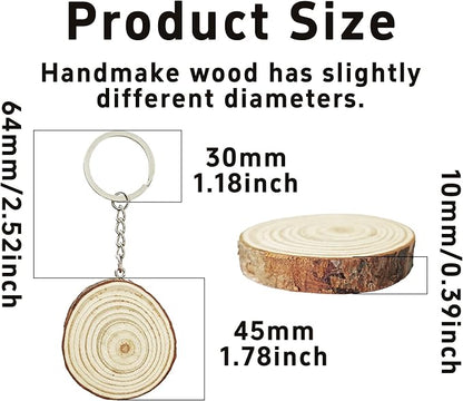 pson 20Pcs 4.5CM Wooden Round Keychain Blanks, Unfinished Smooth Wood Slices with Pre-Drilled Holes & Metal Key Rings for DIY Personalized Crafts, Ornaments & Decoration