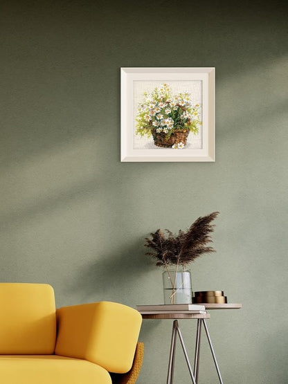 RIOLIS - Russian Daisies 1478, Cross Stitch Kits 9.75"x9.75", Cross Stitch Kits for Adults, Counted Cross Stitch Kits, Embroidery Kit for Beginners & Advanced, Floral Crossstitching Kits