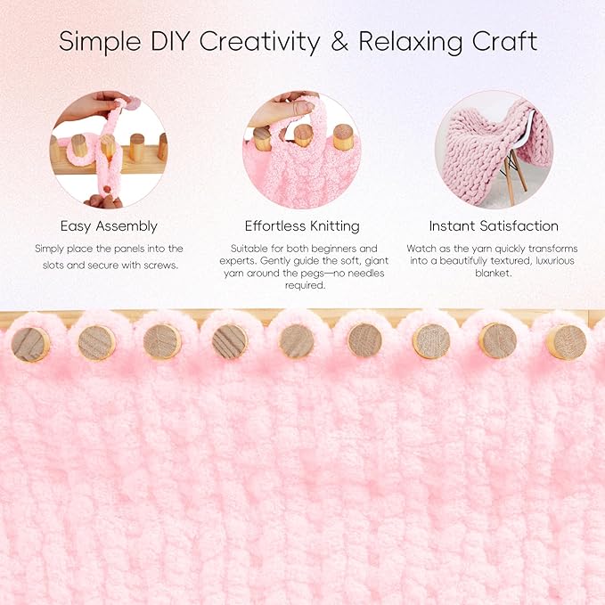 42” Chunky Knitting Blanket Loom - Custom Thick Yarn Knitting Loom, Foldable and Portable Chunky Blankets Extra Large Loom