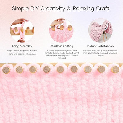 42” Chunky Knitting Blanket Loom - Custom Thick Yarn Knitting Loom, Foldable and Portable Chunky Blankets Extra Large Loom
