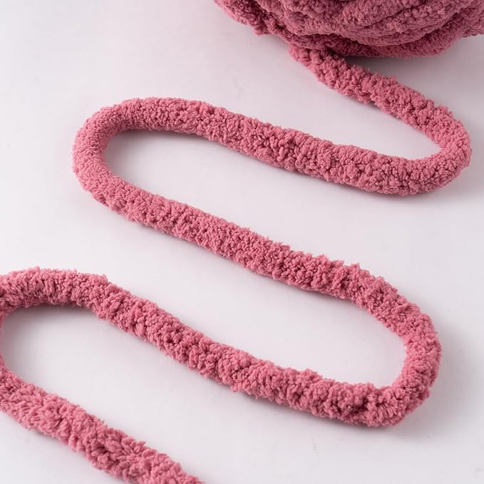Rose Red Jumbo Chunky Chenille Yarn for Crocheting, Thick Plush Yarn for Hand Knitting Blankets, Super Soft Bulky Yarn for DIY Projects, 2 Jumbo Pack