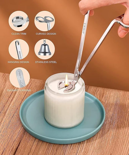 RONXS 3 in 1 Candle Wick Trimmer Set Candle Accessory Wick Cutter, Candle Snuffer Extinguisher, Candle Wick Dipper with Gift Package for Candle Lovers (Silver)