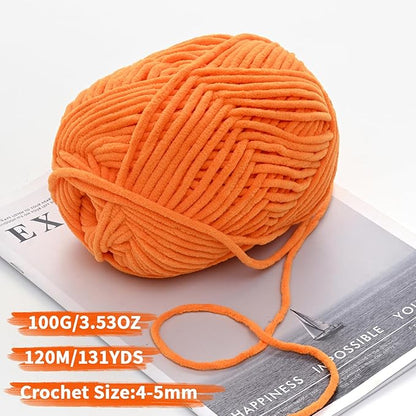 Mint Green Chunky Chenille Yarn for Crocheting, Bulky Velvet Yarns for Crochet, Baby Yarn for Crocheting Soft Blanket, 131yds /3.53 oz Fluffy Amigurumi Crochet Yarn