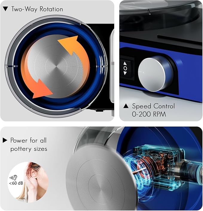 Catcrafter Pottery Wheel for Kids Adult and Beginners - Complete Pottery Set for Teens with 6" Turntable, 2.2lb Clay, Art Supplies Sculpting Tools, Christmas Craft Gifts for Teens Adults (Blue)