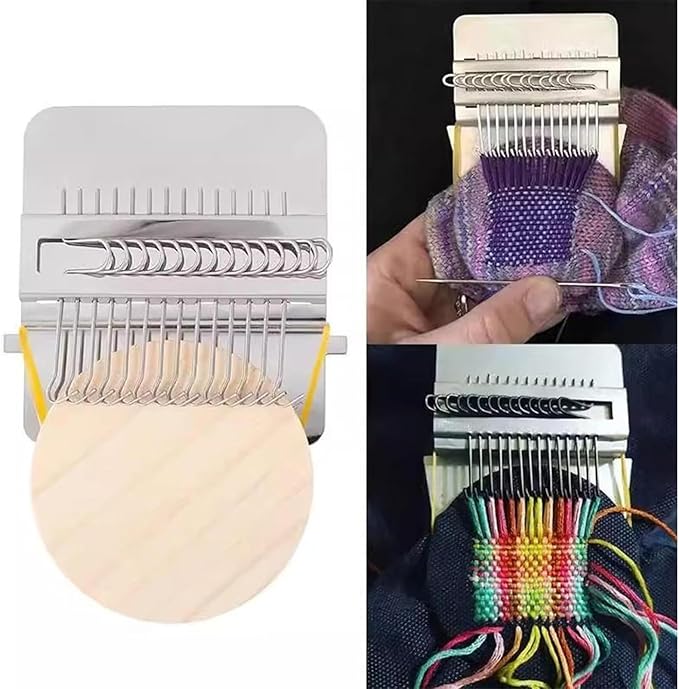 Beginner Knitting & Darning Kit with 14 Hooks, 14 Needles & 50 Threads, Weaving Tool for Mending Sweaters, Socks & Scarves, Complete Craft Set for DIY, for Grandparents & Mothers