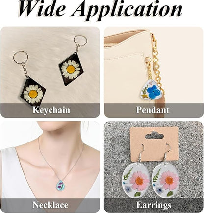 Roxjaejae 129 PCS Resin Earring Molds Silicone Kit, Resin Jewelry Molds with Built-in Holes for Earrings, Necklace, Pendants, Keychains