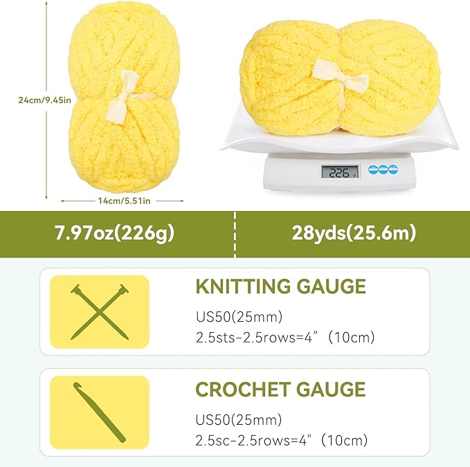 Chunky Yarn for Hand Knitting-Ombre Chunky Chenille Blanket Yarn for Crocheting-8 Pack of 226g/7.97oz-#8 Jumbo Super Bulky Fluffy Thick Finger Knitting Yarns for Scarf, Cushions and Doll(H)