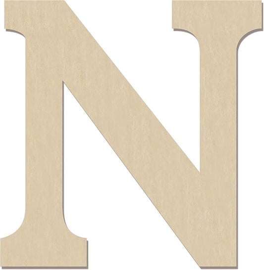 HILAZA 12 Inch Large Wooden Greek Letters, Unfinished Big Wood Letters for Wall Decor, DIY Crafts, Parties Wedding Christmas Home Decoration, Letter Nu (Ν)