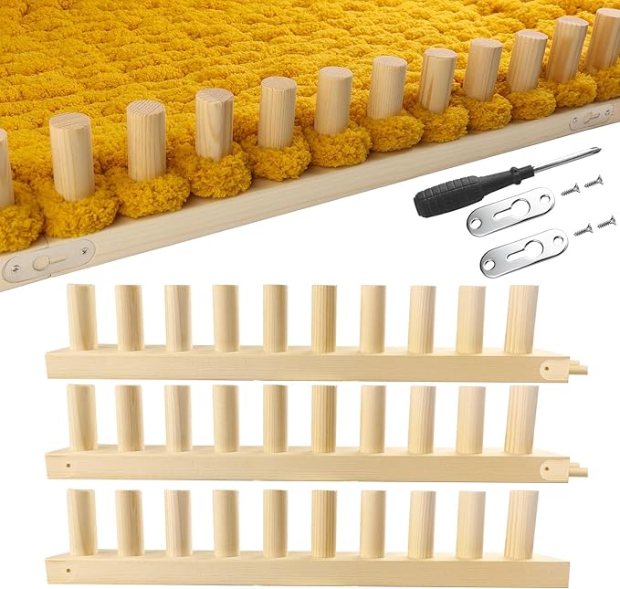 Chunky Blanket Loom Knitting Looms and Boards, Adjustable Size Wooden Loom for Blanket, No Needles Required Hand Knitting Kit for DIY Yarn Craft, Home Decor, Stress Relief, Beginner Friendly (46 in)