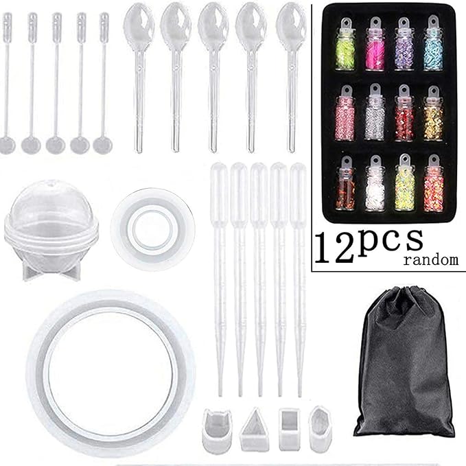 Srutueo 148 Pieces Resin Jewelry Making Kit, Silicone Casting Mold for Beginners with Molds, Resin Kits and Tools Set