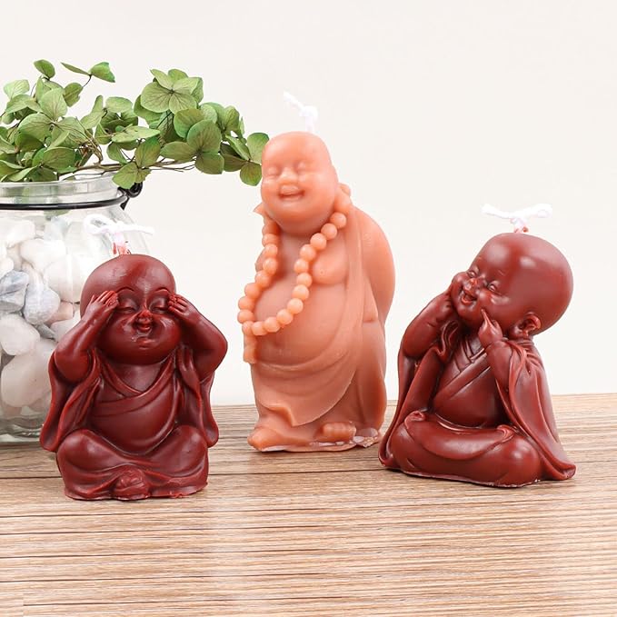 Grainrain 3D Buddha Silicone Candle Mold Decorated Pillar Candle Mould Handcrafted Silicone Molds for Candle Wax Resin Gyspum Crafts Making (SXY123)