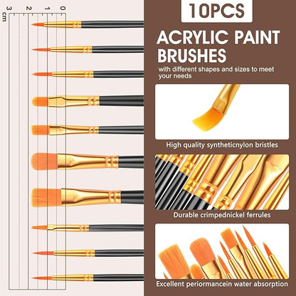 ESRICH 40PCS Acrylic Paint Set, Art Painting Supplies Kit with 24 Paints, 2 Canvas Panels,10 Brushes, Table Metal Easel Etc, Premium Paint Set for Students, Artists and Beginner