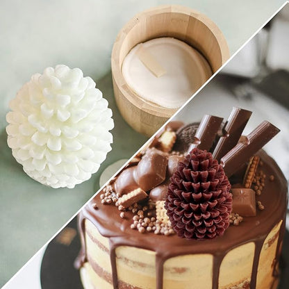 2PCS Pine Cone Silicone Candle Mold, 3D Christmas Pinecone Shape Resin Candle Mold, Ornament Mold for Candle Soap Wax Epoxy Resin Casting Polymer Clay Fondant Chocolate Cake Gift Home Decor