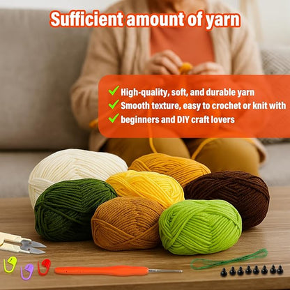 Inawenxlg Crochet Kit for Beginners with Video Tutorials – Amigurumi Starter Set to Make 4 Hanging Potted Plants DIY Crochet Craft Kit for Adults & Teens