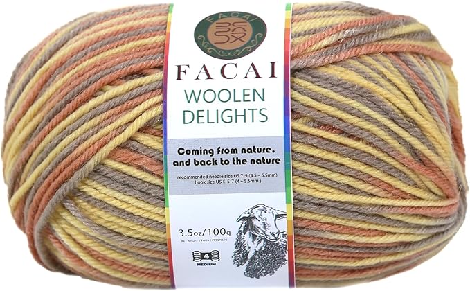 Facai Blend Merino Wool Yarn for Knitting - Worsted Weight,197yds (3.5oz) Ball, Ideal for Sweaters, Scarves, and Accessories (1, Meteorite Flower)
