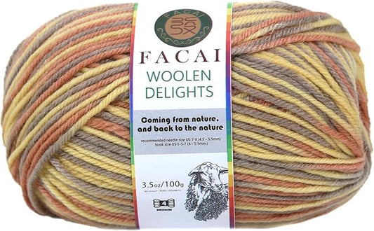Facai Blend Merino Wool Yarn for Knitting - Worsted Weight,197yds (3.5oz) Ball, Ideal for Sweaters, Scarves, and Accessories (1, Meteorite Flower)