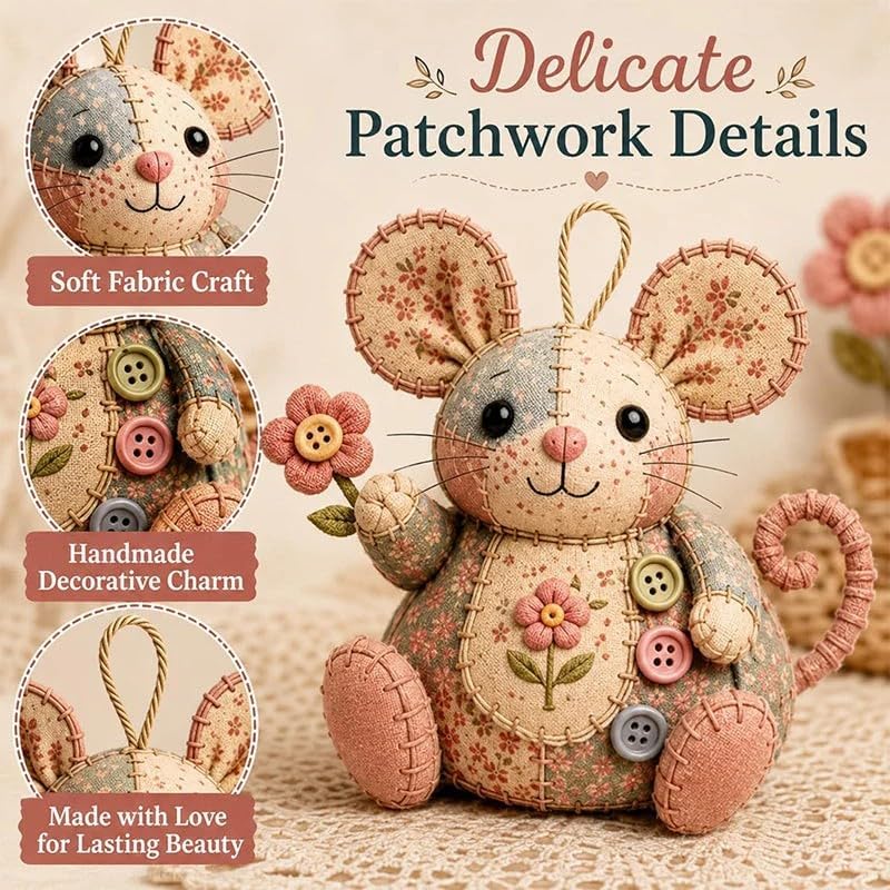 WEERSHUN Handcrafted Vintage Mouse Plush Sewing Kit, Handmade Craft Set, Cute Stuffed Mouse Ornament for Beginners Holiday & Birthday Gift, Fun Felt Craft, Helps Develop Fine Motor Skills (#B) - Image 5