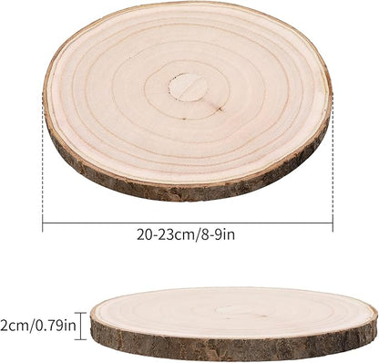 FORACKS Natural Round Wood Slices 6 Pack 8-9 inches Unfinished Wood kit Circles DIY Crafts Wood Ornament Discs