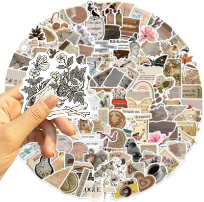 170 Pcs Vintage Aesthetic Scrapbook Stickers | Waterproof Vinyl Stickers for Journals, Planners & Water Bottles | Scrapbooking Supplies for DIY Crafts, Junk Diary | Teens & Adults Decoration