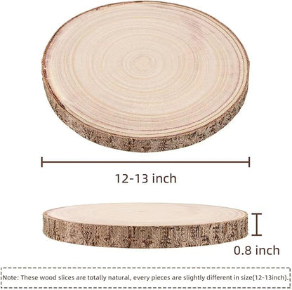 Maputune 4 Pcs 12-13 inches Large Unfinished Wood Slices for Centerpieces, Natural Rustic Wooden Plate for DIY Craft, Round Wood Chips for Table Signage Painting Wedding Party Christmas Decor