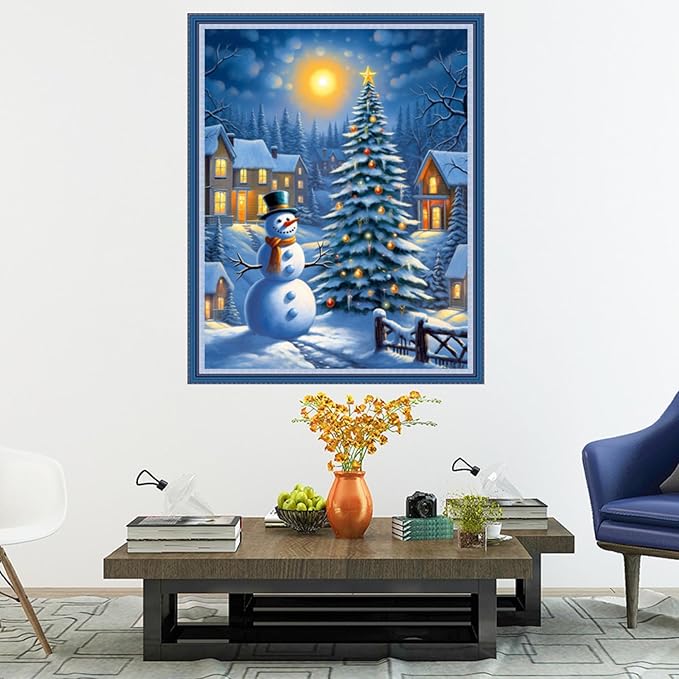 Dooxvey Cross Stitch Kits for Adults Stamped Full Range of Embroidery Starter Kits for Beginners 11CT Printed Cross Stitch Patterns Needlepoint Kits Stamped Crossstitch-Snow Scenery 16x20 inch