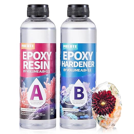 Pnente Artist-Grade Epoxy Resin – Self-Leveling, Zero Bubbles & 5-Year UV Guard for River Tables, Jewelry, Resin Art – Beginner-Friendly 1:1 Mix, Non-Toxic & Non-Yellowing (16oz)