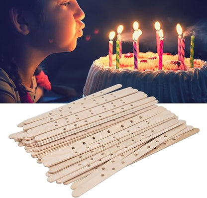 50-Piece Wooden Candle Wick Holders | Natural Wick Centering Tools for Candle Making, Reusable Durable Bars for Large/Multiwick Candles