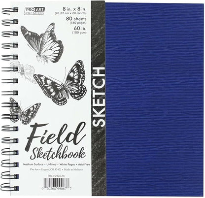 Pro Art Premium Sketch Book 8"x8" 80 Sheets, 60#, Wire, Sketch Book, Sketchbook, Drawing Pad, Pad, Drawing Paper, Art Book, Paper, Sketchbook for