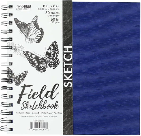Pro Art Premium Sketch Book 8"x8" 80 Sheets, 60#, Wire, Sketch Book, Sketchbook, Drawing Pad, Pad, Drawing Paper, Art Book, Paper, Sketchbook for